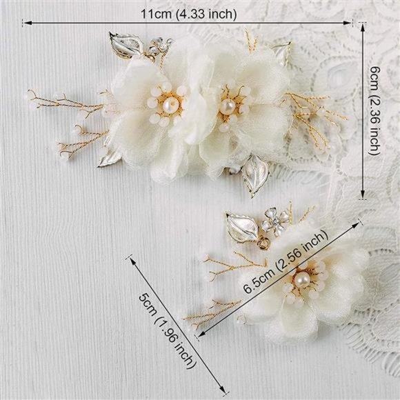 Bridal Hair Clips 2 Pcs Flower Wedding Hair Comb Pins Gold